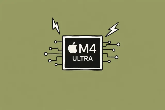 Primo piano del chip Apple M4 Ultra